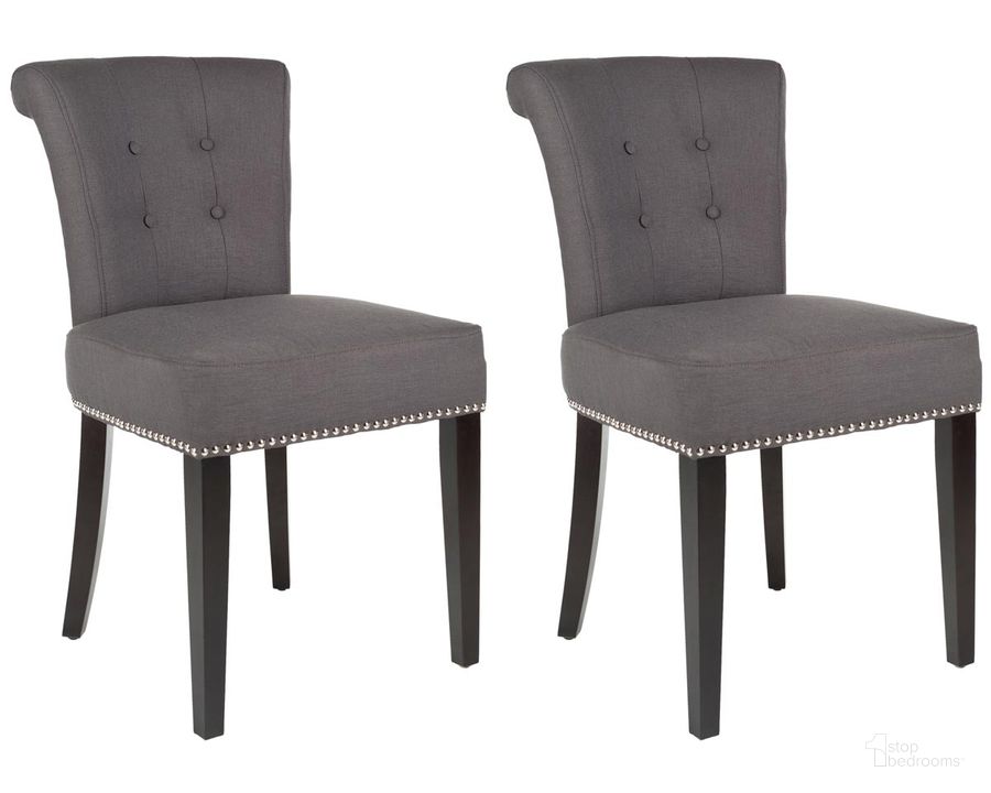 The appearance of Sinclair Charcoal Ring Chair Set of 2 designed by Safavieh in the traditional interior design. This grey piece of furniture  was selected by 1StopBedrooms from Sinclair Collection to add a touch of cosiness and style into your home. Sku: MCR4705A-SET2. Product Type: Dining Chair. Material: Stainless Steel. Image1