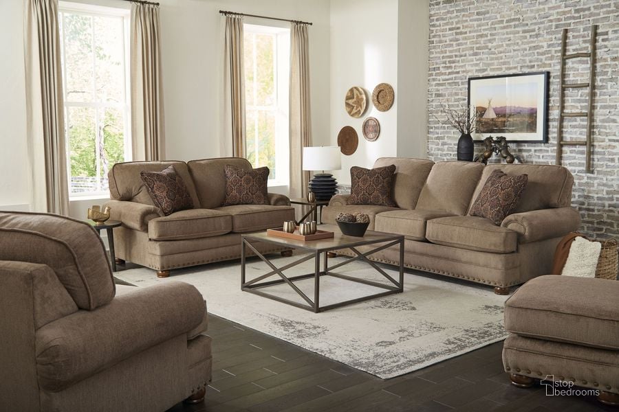 The appearance of Singletary Java 94 Inch Living Room Set designed by Jackson in the transitional interior design. This brown piece of furniture  was selected by 1StopBedrooms from Singletary Collection to add a touch of cosiness and style into your home. Sku: 324103201049201149;324102201049201149. Material: Polyester. Product Type: Living Room Set. Image1