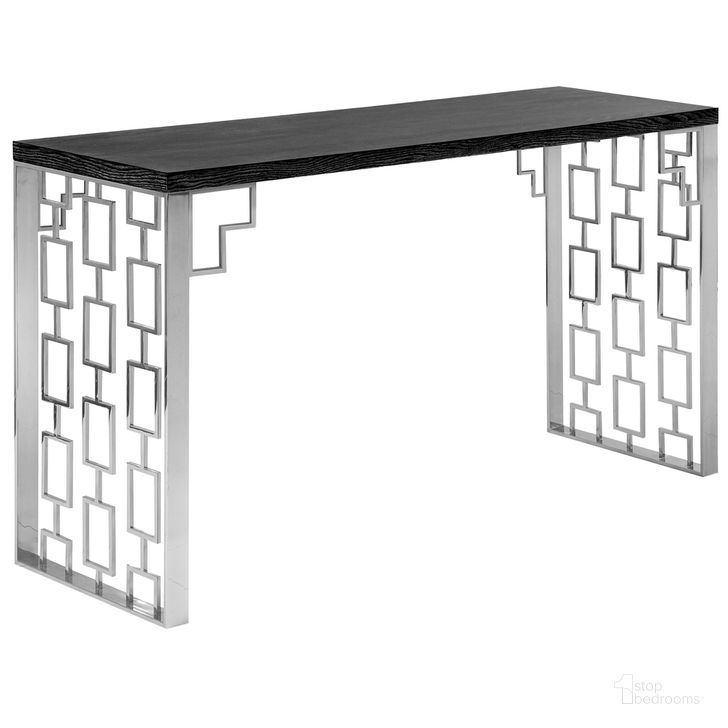 The appearance of Skyline Console Table designed by Armen Living in the modern / contemporary interior design. This charcoal piece of furniture  was selected by 1StopBedrooms from Skyline Collection to add a touch of cosiness and style into your home. Sku: LCSKCNBLMT. Product Type: Console Table. Material: MDF. Image1