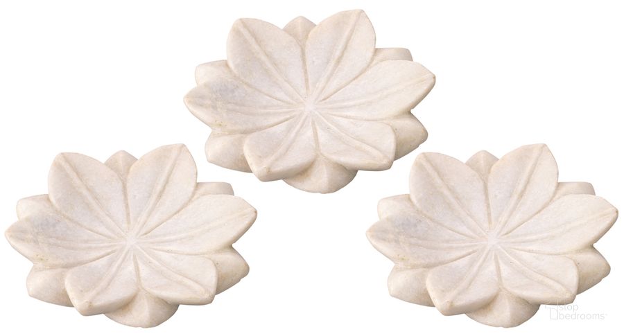 The appearance of Small Lotus Plates (set of 3) designed by Jamie Young Company in the modern / contemporary interior design. This white marble piece of furniture  was selected by 1StopBedrooms from Lotus Collection to add a touch of cosiness and style into your home. Sku: 7LOTU-SMWH. Material: Marble. Product Type: Decor. Image1