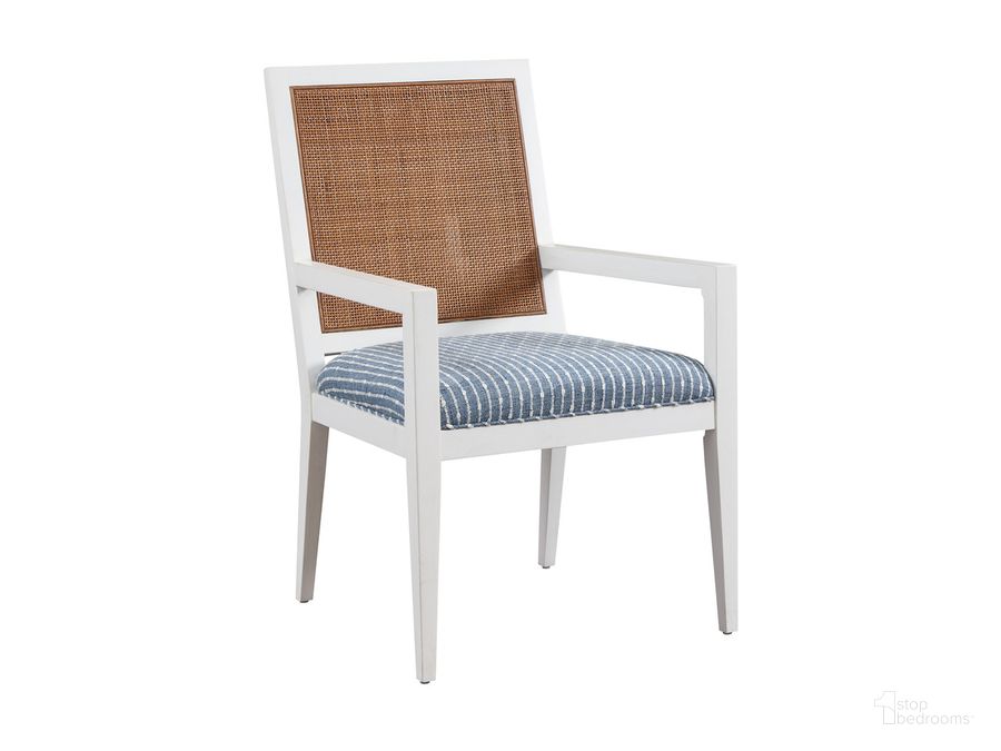 The appearance of Smithcliff Woven Arm Chair 01-0935-881-40 designed by Barclay Butera in the transitional interior design. This blue piece of furniture  was selected by 1StopBedrooms from Laguna Collection to add a touch of cosiness and style into your home. Sku: 01-0935-881-40. Product Type: Arm Chair. Image1