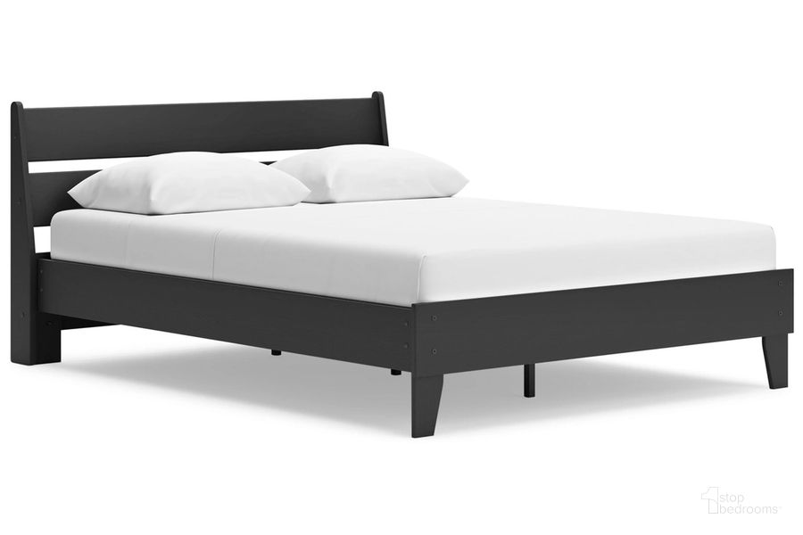 The appearance of Socalle Queen Panel Platform Bed In Black designed by Signature Design by Ashley in the transitional interior design. This black piece of furniture  was selected by 1StopBedrooms from Socalle Collection to add a touch of cosiness and style into your home. Sku: EB1865-113;EB1865-157. Bed Type: Platform Bed. Product Type: Platform Bed. Bed Size: Queen. Image1