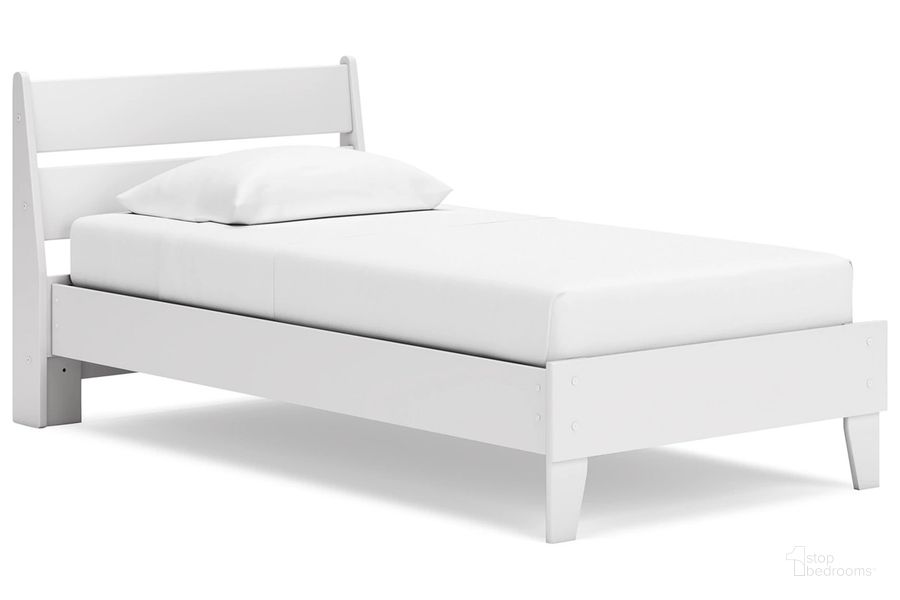 The appearance of Socalle Twin Panel Platform Bed In Two-tone designed by Signature Design by Ashley in the transitional interior design. This two-tone piece of furniture  was selected by 1StopBedrooms from Socalle Collection to add a touch of cosiness and style into your home. Sku: EB1867-111;EB1867-155. Bed Type: Platform Bed. Product Type: Platform Bed. Bed Size: Twin. Image1