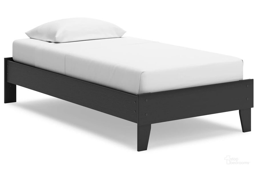 The appearance of Socalle Twin Platform Bed In Black designed by Signature Design by Ashley in the transitional interior design. This black piece of furniture  was selected by 1StopBedrooms from Socalle Collection to add a touch of cosiness and style into your home. Sku: EB1865-111. Bed Type: Platform Bed. Product Type: Platform Bed. Bed Size: Twin. Image1