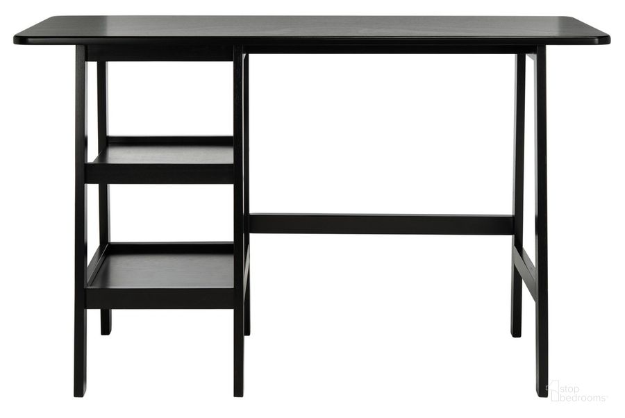 The appearance of Sofara Desk in Matte Black designed by Safavieh in the modern / contemporary interior design. This matte black piece of furniture  was selected by 1StopBedrooms from Sofara Collection to add a touch of cosiness and style into your home. Sku: DSK1403A. Material: Wood. Product Type: Desk. Image1