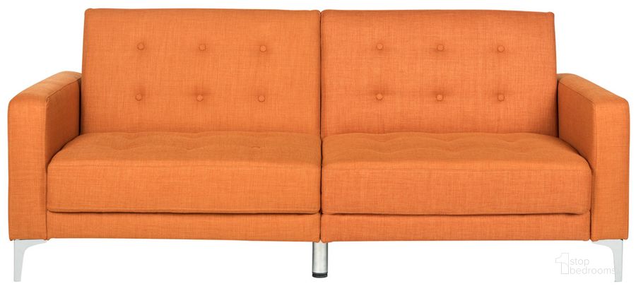The appearance of Soho Orange Tufted Foldable Sofa Bed designed by Safavieh in the modern / contemporary interior design. This orange piece of furniture  was selected by 1StopBedrooms from Soho Collection to add a touch of cosiness and style into your home. Sku: LVS2000A. Material: Metal. Product Type: Sofa Bed. Image1