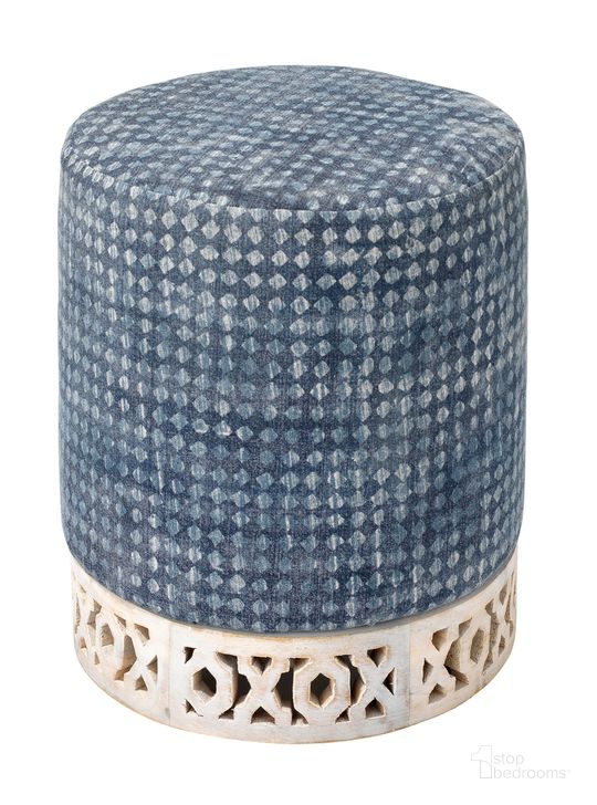 The appearance of Solana Upholstered Ottoman designed by Jamie Young Company in the traditional interior design. This blue piece of furniture  was selected by 1StopBedrooms from Solana Collection to add a touch of cosiness and style into your home. Sku: LS20SOLAMNWW. Product Type: Ottoman. Material: Cotton. Image1