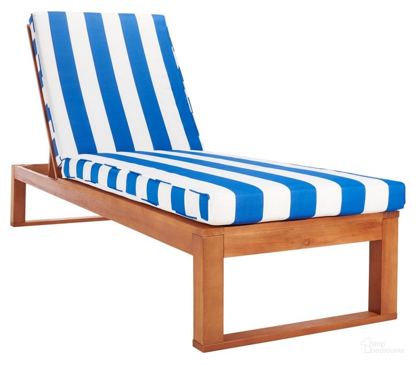 The appearance of Solano Sunlounger PAT7024J designed by Safavieh in the modern / contemporary interior design. This blue and white piece of furniture  was selected by 1StopBedrooms from Solano Collection to add a touch of cosiness and style into your home. Sku: PAT7024J. Material: Wood. Product Type: Outdoor Chaise Lounge. Image1