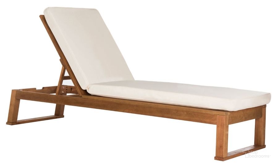 The appearance of Solano Teak Brown and Beige Sunlounger designed by Safavieh in the modern / contemporary interior design. This beige piece of furniture  was selected by 1StopBedrooms from Solano Collection to add a touch of cosiness and style into your home. Sku: PAT7024A. Material: Steel. Product Type: Outdoor Chaise Lounge. Image1