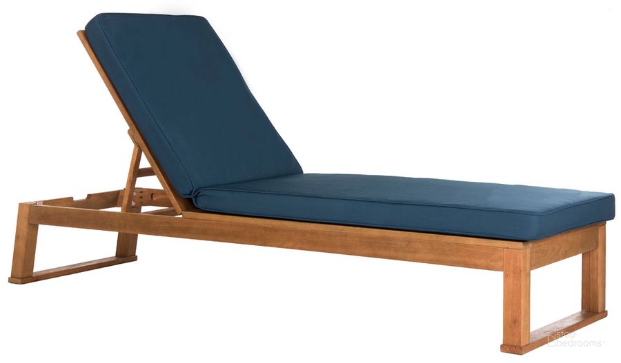 The appearance of Solano Teak Brown and Navy Sunlounger designed by Safavieh in the modern / contemporary interior design. This navy piece of furniture  was selected by 1StopBedrooms from Solano Collection to add a touch of cosiness and style into your home. Sku: PAT7024C. Material: Steel. Product Type: Outdoor Chaise Lounge. Image1