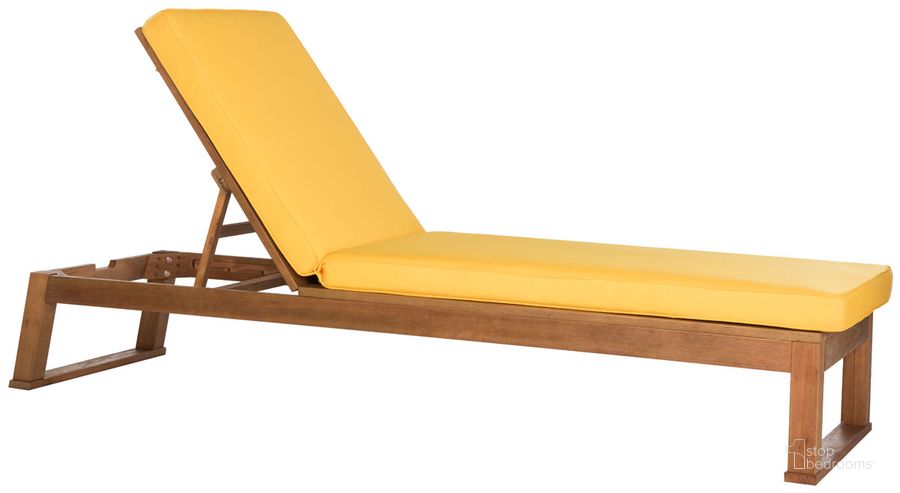 The appearance of Solano Teak Brown and Yellow Sunlounger designed by Safavieh in the modern / contemporary interior design. This natural piece of furniture  was selected by 1StopBedrooms from Solano Collection to add a touch of cosiness and style into your home. Sku: PAT7024B. Material: Steel. Product Type: Outdoor Chaise Lounge. Image1