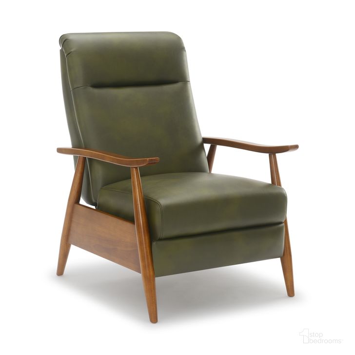 The appearance of Solaris Wood Arm Push Back Recliner In Green designed by Comfort Pointe in the modern / contemporary interior design. This green piece of furniture  was selected by 1StopBedrooms from Solaris Collection to add a touch of cosiness and style into your home. Sku: 8022-33. Product Type: Recliner. Material: Plywood. Image1