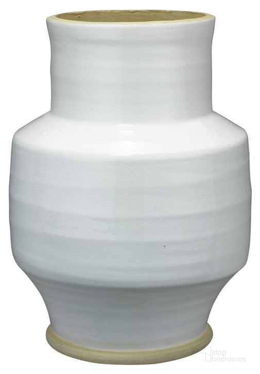 The appearance of Solstice Ceramic Vase designed by Jamie Young Company in the coastal interior design. This white piece of furniture  was selected by 1StopBedrooms from Solstice Collection to add a touch of cosiness and style into your home. Sku: 7SOLS-VAWH. Material: Ceramic. Product Type: Vase. Image1