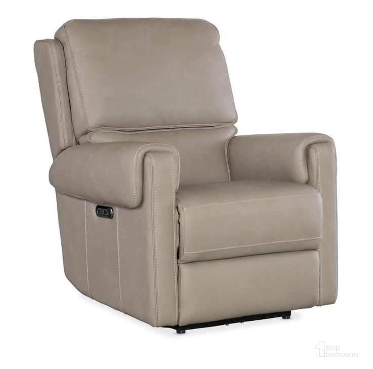 The appearance of Somers Power Recliner with Power Headrest In Gray designed by Hooker in the transitional interior design. This gray piece of furniture  was selected by 1StopBedrooms from SS Collection to add a touch of cosiness and style into your home. Sku: SS718-PHZ1-090. Material: Leather. Product Type: Recliner. Image1