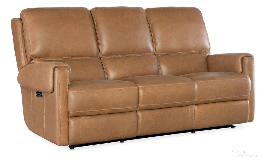 The appearance of Somers Power Sofa with Power Headrest In Brown designed by Hooker in the transitional interior design. This brown piece of furniture  was selected by 1StopBedrooms from SS Collection to add a touch of cosiness and style into your home. Sku: SS718-PHZ3-080. Material: Leather. Product Type: Sofa. Image1