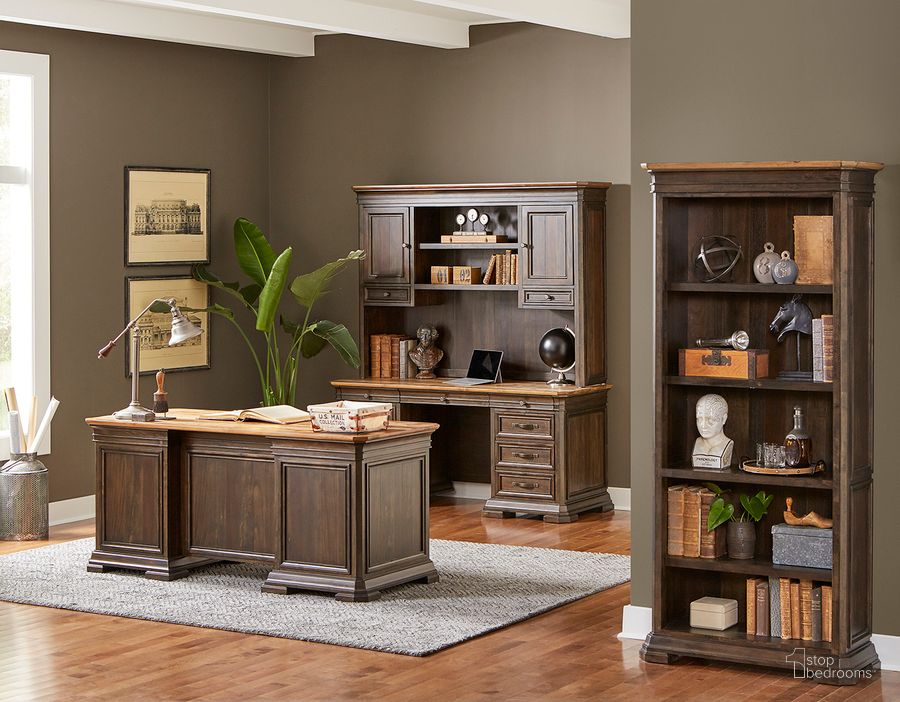 The appearance of Sonoma Double Pedestal Executive Home Office Set In Brown designed by Martin Furniture in the transitional interior design. This brown piece of furniture  was selected by 1StopBedrooms from Sonoma Collection to add a touch of cosiness and style into your home. Sku: IMSA680;IMSA3678. Material: Wood. Product Type: Home Office Set. Image1