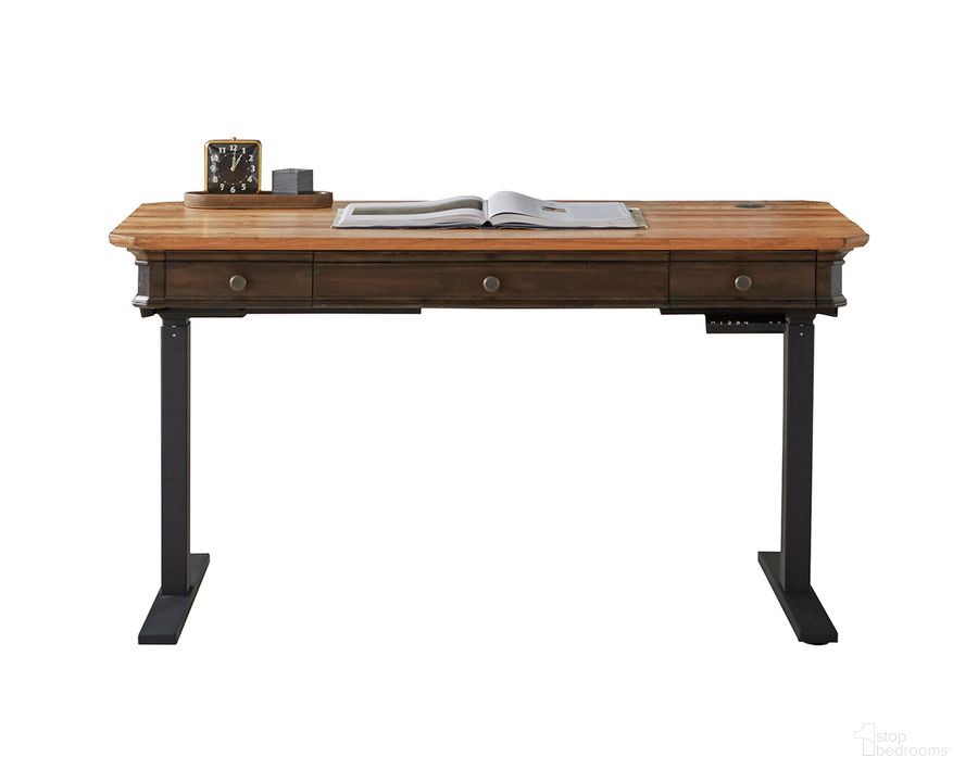 The appearance of Sonoma Executive Electric Sit and Stand Desk with Solid Plank Top In Brown designed by Martin Furniture in the traditional interior design. This brown piece of furniture  was selected by 1StopBedrooms from Sonoma Collection to add a touch of cosiness and style into your home. Sku: IMSA384T-KIT. Material: Wood. Product Type: Office Desk. Image1