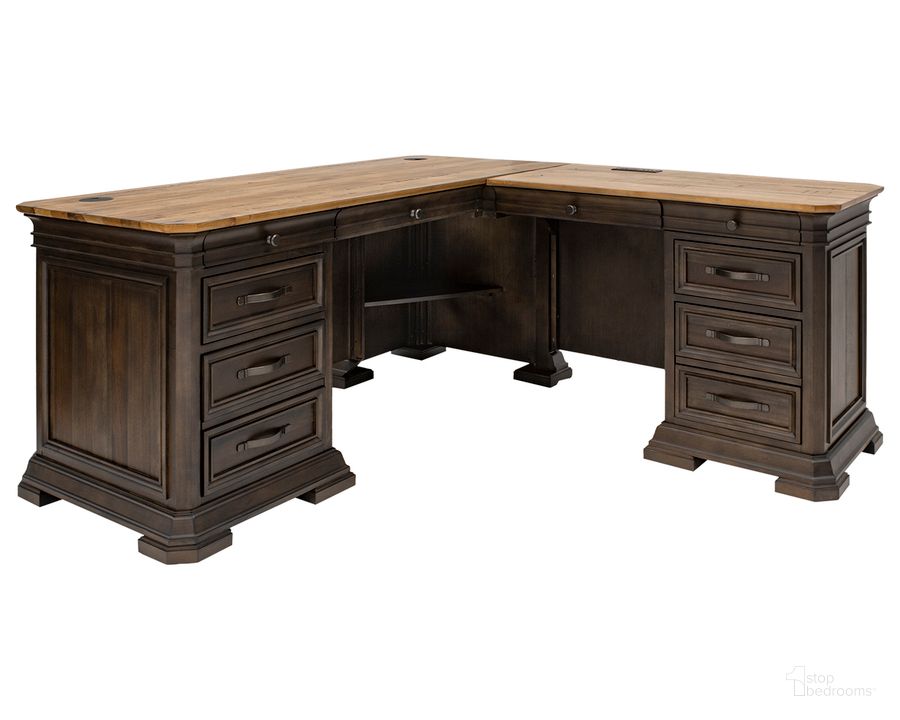 The appearance of Sonoma Executve L-Desk and Return with Solid Wood Plank Tops In Brown designed by Martin Furniture in the traditional interior design. This brown piece of furniture  was selected by 1StopBedrooms from Sonoma Collection to add a touch of cosiness and style into your home. Sku: IMSA684R-KIT. Material: Wood. Product Type: Office Desk. Image1