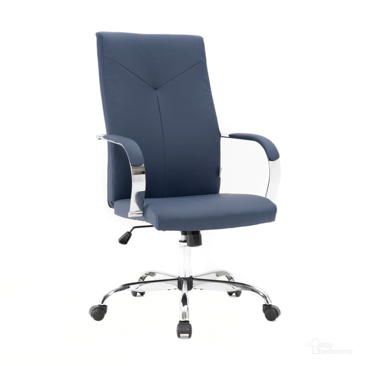 The appearance of Sonora High Back Leather Office Chair In Navy Blue designed by LeisureMod in the modern / contemporary interior design. This navy blue piece of furniture  was selected by 1StopBedrooms from Sonora Collection to add a touch of cosiness and style into your home. Sku: SO19BUL. Material: Faux Leather. Product Type: Office Chair. Image1