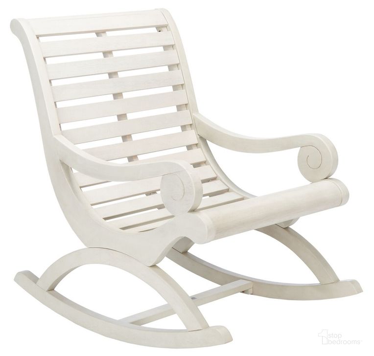 The appearance of Sonora Rocking Chair in White designed by Safavieh in the transitional interior design. This white piece of furniture  was selected by 1StopBedrooms from Sonora Collection to add a touch of cosiness and style into your home. Sku: PAT7016C. Material: Wood. Product Type: Outdoor Chair. Image1
