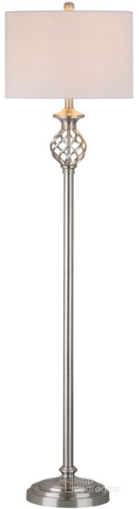 The appearance of Sophia 59.75 Inch Nickle Floor Lamp with White Shade designed by Safavieh in the modern / contemporary interior design. This nickel piece of furniture  was selected by 1StopBedrooms from Sophia Collection to add a touch of cosiness and style into your home. Sku: LIT4329A. Product Type: Floor Lamp. Image1