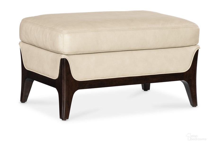 The appearance of Sophia Ottoman In Beige designed by Hooker in the transitional interior design. This beige piece of furniture  was selected by 1StopBedrooms from SS Collection to add a touch of cosiness and style into your home. Sku: SS208-OT-005. Material: Leather. Product Type: Ottoman. Image1