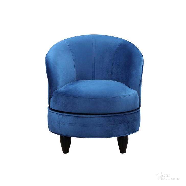 The appearance of Sophia Swivel Accent Chair In Blue Velvet designed by Steve Silver in the transitional interior design. This blue piece of furniture  was selected by 1StopBedrooms from Sophia Collection to add a touch of cosiness and style into your home. Sku: SOH850BV. Product Type: Accent Chair. Material: Plywood. Image1