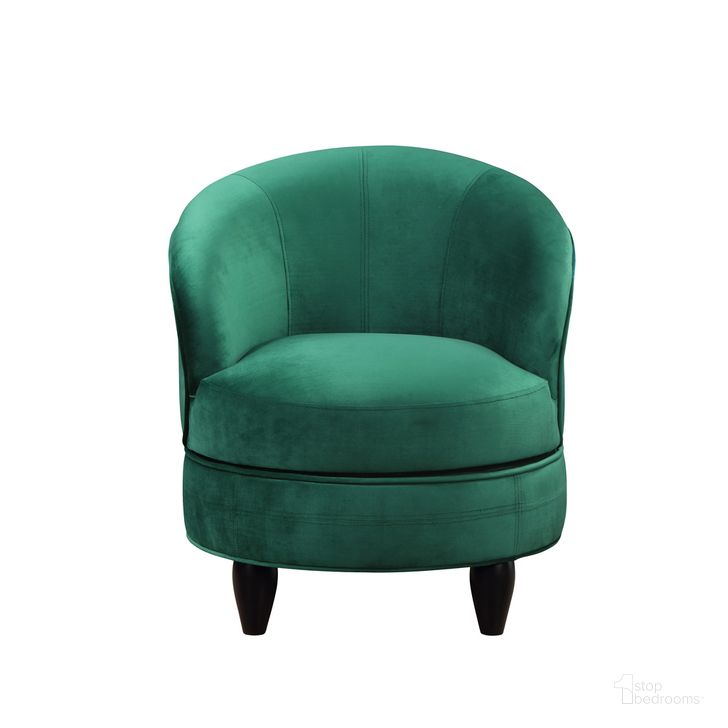 The appearance of Sophia Swivel Accent Chair In Green Velvet designed by Steve Silver in the traditional interior design. This green piece of furniture  was selected by 1StopBedrooms from Sophia Collection to add a touch of cosiness and style into your home. Sku: SOH850GNV. Product Type: Accent Chair. Material: Plywood. Image1