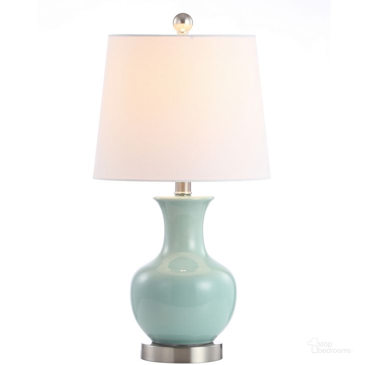 The appearance of Soren Light Blue Table Lamp designed by Safavieh in the modern / contemporary interior design. This light blue piece of furniture  was selected by 1StopBedrooms from Safavieh TBL Collection to add a touch of cosiness and style into your home. Sku: TBL4197A. Product Type: Table Lamp. Image1
