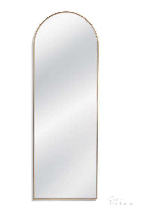The appearance of Sorteen Wall Mirror In Satin Brass designed by Bassett Mirror Company in the modern / contemporary interior design. This brass piece of furniture  was selected by 1StopBedrooms from  to add a touch of cosiness and style into your home. Sku: M4866. Material: Metal. Product Type: Wall Mirror. Image1