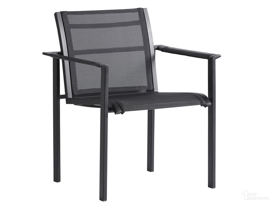 The appearance of South Beach Dining Chair designed by Tommy Bahama in the transitional interior design. This black piece of furniture  was selected by 1StopBedrooms from South Beach Collection to add a touch of cosiness and style into your home. Sku: 01-3940-13. Material: Aluminum. Product Type: Outdoor Chair. Image1