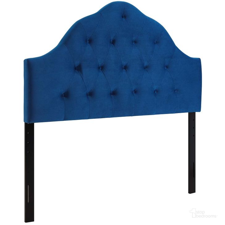 The appearance of Sovereign Navy Queen Diamond Tufted Performance Velvet Headboard designed by Modway in the modern / contemporary interior design. This navy piece of furniture  was selected by 1StopBedrooms from Sovereign Collection to add a touch of cosiness and style into your home. Sku: MOD-6124-NAV. Product Type: Headboard. Bed Size: Queen. Material: MDF. Image1