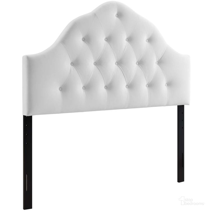 The appearance of Sovereign White King Diamond Tufted Performance Velvet Headboard designed by Modway in the modern / contemporary interior design. This white velvet piece of furniture  was selected by 1StopBedrooms from Sovereign Collection to add a touch of cosiness and style into your home. Sku: MOD-6125-WHI. Product Type: Headboard. Bed Size: King. Material: MDF. Image1
