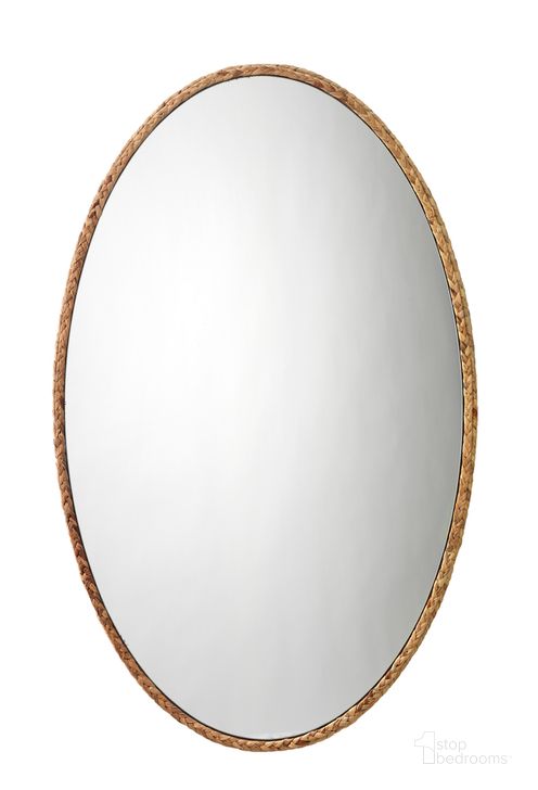 The appearance of Sparrow Braided Oval Mirror designed by Jamie Young Company in the coastal interior design. This light green piece of furniture  was selected by 1StopBedrooms from Sparrow Collection to add a touch of cosiness and style into your home. Sku: LS6SPAROVNA. Material: Glass. Product Type: Accent Mirror. Image1