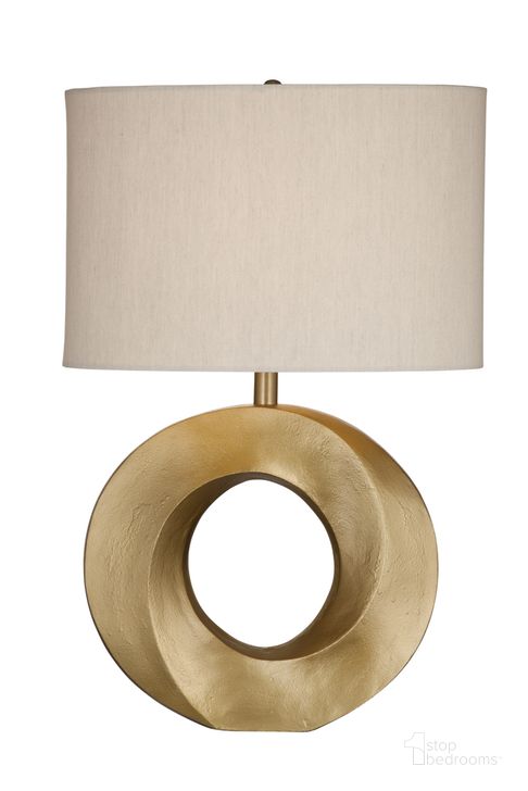 The appearance of Spin Table Lamp In Antique Gold designed by Bassett Mirror Company in the modern / contemporary interior design. This antique gold piece of furniture  was selected by 1StopBedrooms from  to add a touch of cosiness and style into your home. Sku: L4356T. Material: Metal. Product Type: Table Lamp. Image1