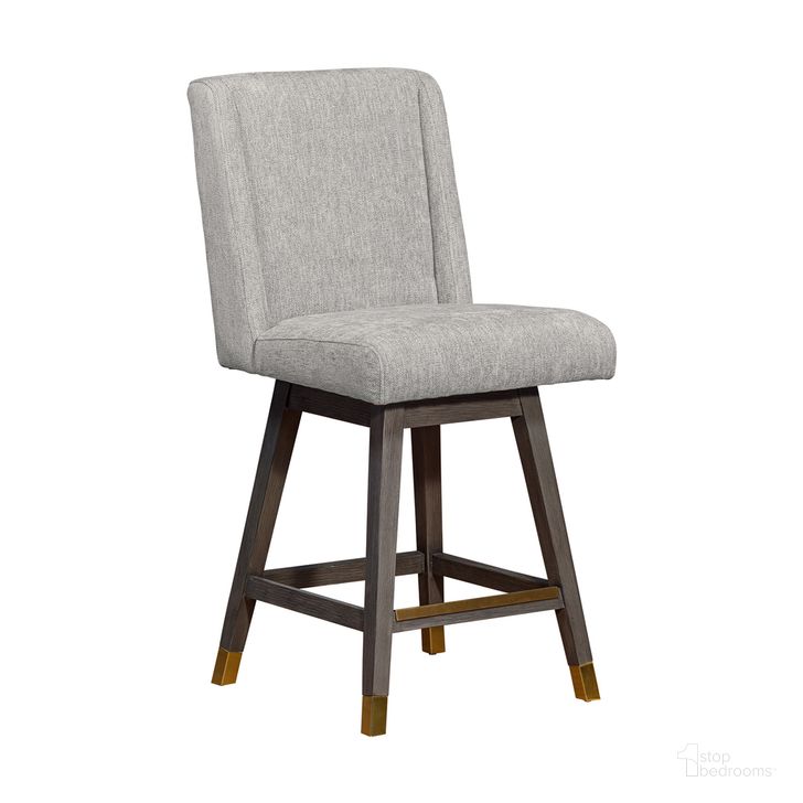 The appearance of Stancoste Swivel Counter Stool In Gray Oak Wood Finish with Mocha Fabric designed by Armen Living in the modern / contemporary interior design. This mocha piece of furniture  was selected by 1StopBedrooms from Stancoste Collection to add a touch of cosiness and style into your home. Sku: 840254332133. Material: Wood. Product Type: Barstool. Image1