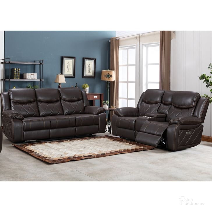 The appearance of Stanley Contemporary Plush Faux Leather Upholstered Power Reclining Sofa Set In Brown designed by AC Pacific in the modern / contemporary interior design. This brown piece of furniture  was selected by 1StopBedrooms from Stanley Collection to add a touch of cosiness and style into your home. Sku: STANLEY-BROWN-PDRS;STANLEY-BROWN-PCRL. Material: Leather. Product Type: Living Room Set. Image1