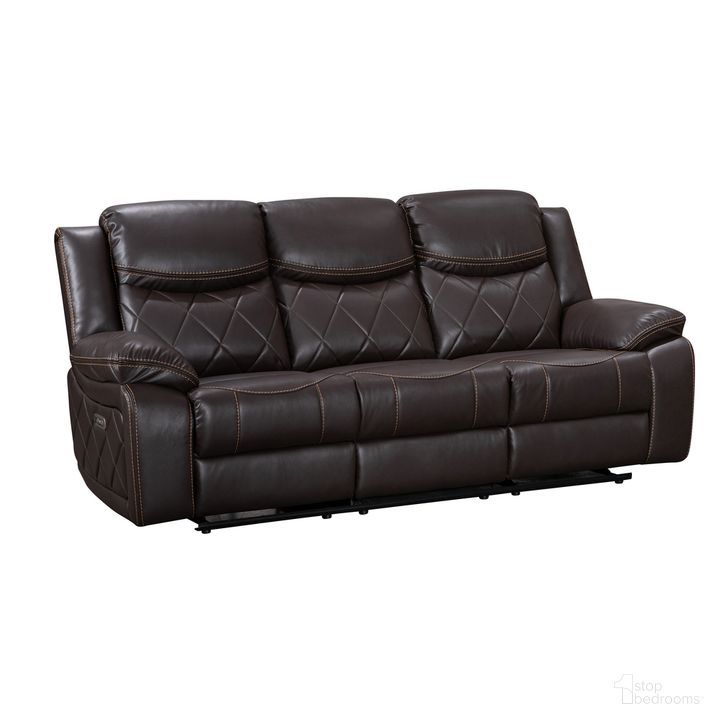 The appearance of Stanley Plush Faux Leather Upholstered Power Reclining Sofa In Brown designed by AC Pacific in the modern / contemporary interior design. This brown piece of furniture  was selected by 1StopBedrooms from Stanley Collection to add a touch of cosiness and style into your home. Sku: STANLEY-BROWN-PDRS. Material: Leather. Product Type: Sofa. Image1