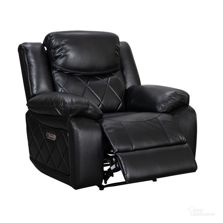 The appearance of Stanley Plush Velvet-Like Upholstered Power Reclining Chair In Black designed by AC Pacific in the modern / contemporary interior design. This black piece of furniture  was selected by 1StopBedrooms from Stanley Collection to add a touch of cosiness and style into your home. Sku: STANLEY-BLACK-PRC. Material: Leather. Product Type: Reclining Chair. Image1