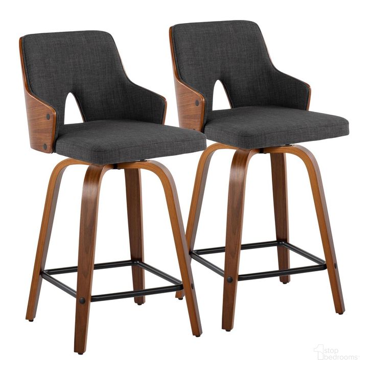 The appearance of Stella 24 Inch Fixed Height Counter Stool Set of 2 In Charcoal designed by Lumisource in the transitional interior design. This charcoal piece of furniture  was selected by 1StopBedrooms from Stella Collection to add a touch of cosiness and style into your home. Sku: B24-STELLA-GRTZX2 WLWLCHAR2. Material: Wood. Product Type: Barstool. Image1