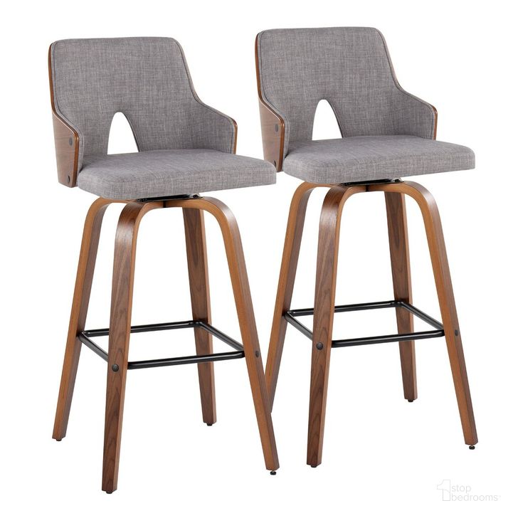 The appearance of Stella 30 Inch Fixed Height Barstool Set of 2 In Black Walnut designed by Lumisource in the transitional interior design. This walnut gray piece of furniture  was selected by 1StopBedrooms from Stella Collection to add a touch of cosiness and style into your home. Sku: B30-STELLA-GRTZX2 WLWLLGY2. Material: Wood. Product Type: Barstool. Image1