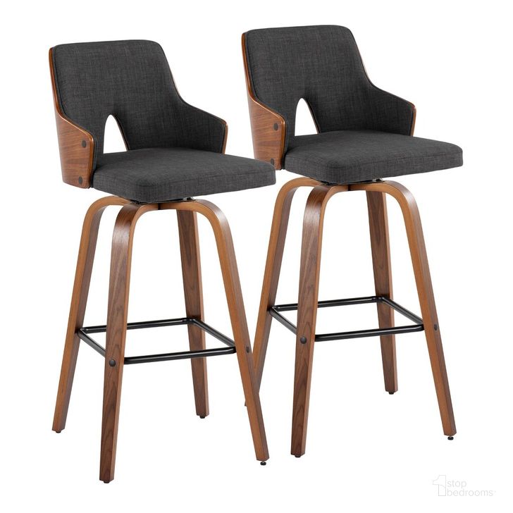 The appearance of Stella 30 Inch Fixed Height Barstool Set of 2 In Charcoal designed by Lumisource in the transitional interior design. This charcoal piece of furniture  was selected by 1StopBedrooms from Stella Collection to add a touch of cosiness and style into your home. Sku: B30-STELLA-GRTZX2 WLWLCHAR2. Material: Wood. Product Type: Barstool. Image1