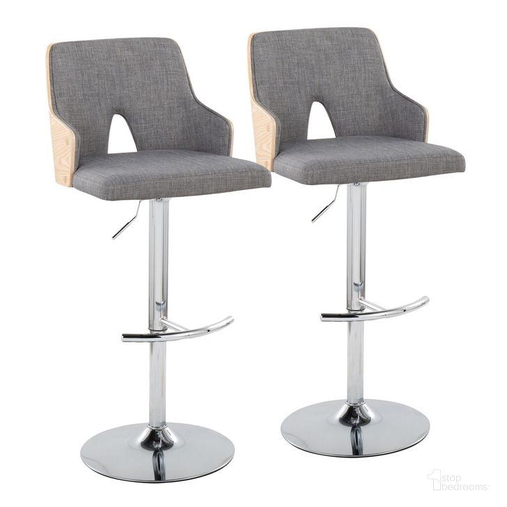 The appearance of Stella Adjustable Barstool Set of 2 In Chrome designed by Lumisource in the modern / contemporary interior design. This gray piece of furniture  was selected by 1StopBedrooms from Stella Collection to add a touch of cosiness and style into your home. Sku: BS-STELLA-RNT2 CHRNALGY2. Material: Wood. Product Type: Barstool. Image1