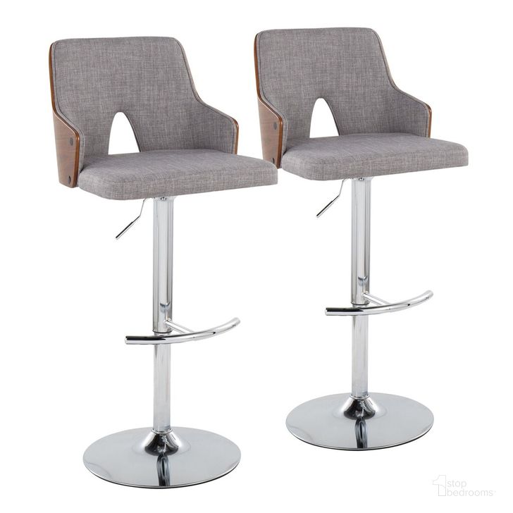 The appearance of Stella Adjustable Barstool Set of 2 In Chrome designed by Lumisource in the modern / contemporary interior design. This chrome piece of furniture  was selected by 1StopBedrooms from Stella Collection to add a touch of cosiness and style into your home. Sku: BS-STELLA-RNT2 CHRWLLGY2. Material: Wood. Product Type: Barstool.