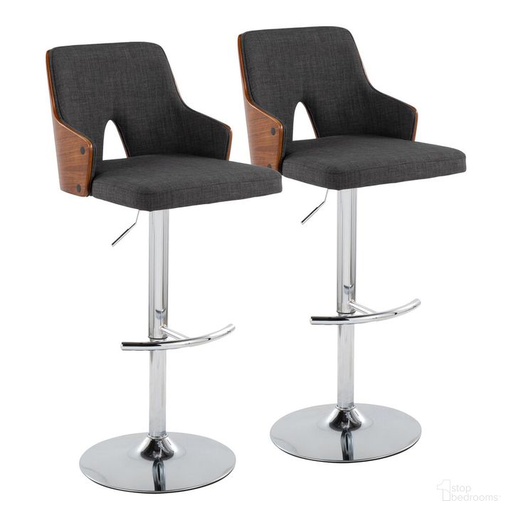 The appearance of Stella Adjustable Barstool Set of 2 In Walnut and Chrome designed by Lumisource in the modern / contemporary interior design. This walnut/chrome piece of furniture  was selected by 1StopBedrooms from Stella Collection to add a touch of cosiness and style into your home. Sku: BS-STELLA-RNT2 CHRWLCHAR2. Material: Wood. Product Type: Barstool. Image1