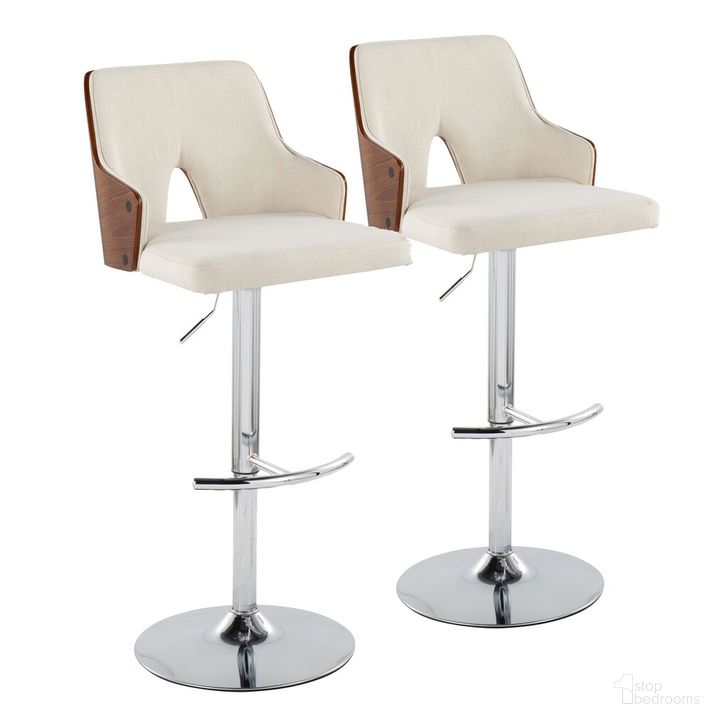 The appearance of Stella Adjustable Barstool Set of 2 In Walnut designed by Lumisource in the modern / contemporary interior design. This walnut piece of furniture  was selected by 1StopBedrooms from Stella Collection to add a touch of cosiness and style into your home. Sku: BS-STELLA-RNT2 CHRWLCR2. Material: Wood. Product Type: Barstool. Image1