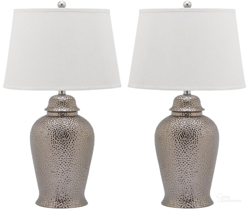 The appearance of Sterling Silver Ginger Jar Lamp Set of 2 designed by Safavieh in the traditional interior design. This silver piece of furniture  was selected by 1StopBedrooms from Sterling Collection to add a touch of cosiness and style into your home. Sku: LIT4147A-SET2. Product Type: Table Lamp. Image1