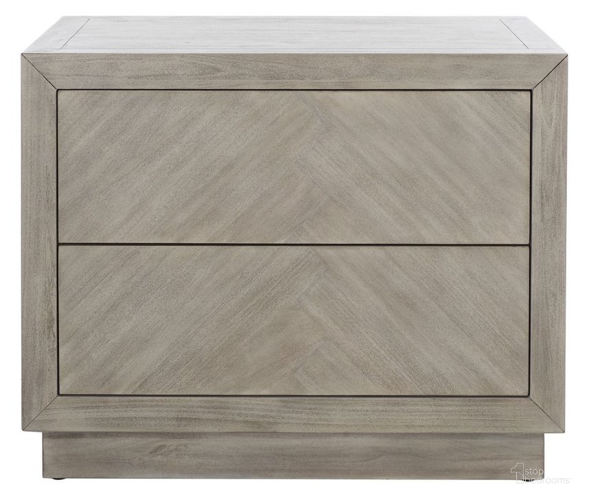 The appearance of Steve 2 Drawer Wood Nightstand In Light Grey designed by Safavieh Couture in the modern / contemporary interior design. This light grey piece of furniture  was selected by 1StopBedrooms from Steve Collection to add a touch of cosiness and style into your home. Sku: SFV7700C. Material: Wood. Product Type: Nightstand. Image1