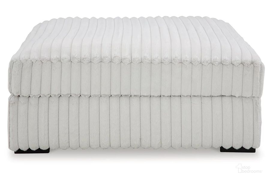 The appearance of Stupendous Oversized Accent Ottoman In Alloy designed by Signature Design by Ashley in the modern / contemporary interior design. This alloy piece of furniture  was selected by 1StopBedrooms from Stupendous Collection to add a touch of cosiness and style into your home. Sku: 2590308. Material: Fabric. Product Type: Ottoman. Image1