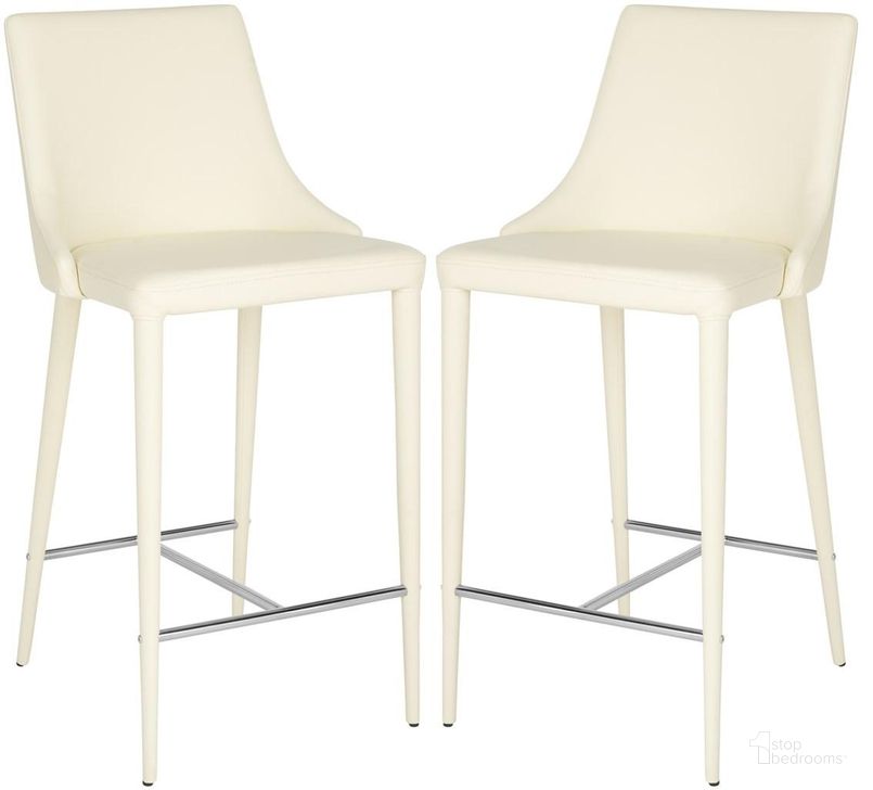 The appearance of Summerset Buttercream and Chrome Counter Stool Set of 2 designed by Safavieh in the modern / contemporary interior design. This cream piece of furniture  was selected by 1StopBedrooms from Summerset Collection to add a touch of cosiness and style into your home. Sku: FOX2017C-SET2. Product Type: Barstool. Material: Iron. Image1